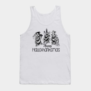 Halloween Thanksgiving Christmas Happy HalloThanksMas Gnomes Tank Top